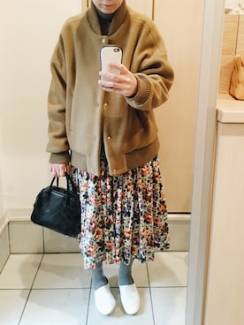 「markaware（マーカウェア）のアイテム（ブルゾン）」を使った、rieさん（レディース・160cm）の冬コーディネート