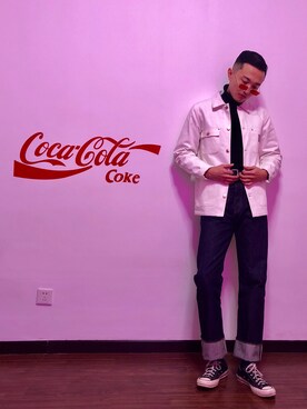 「Carhartt WIP（カーハートダブリューアイピー）のアイテム（デニムジャケット）」を使った、我叫阿泰さん（メンズ・180cm）の冬コーディネート