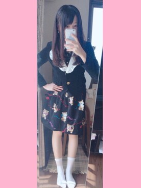 「ネコ」｜「アイテム（その他アウター）」を使った、らこさん（レディース・158cm）の春コーディネート