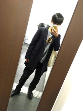 「BACK NUMBER（バックナンバー）のアイテム（チェスターコート）」を使った、tsubasa.nkさん（メンズ・179cm）の春コーディネート
