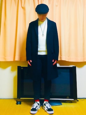 「アイテム（チェスターコート）」を使った、ゆうきたなかさん（メンズ・169cm・10代）の冬コーディネート