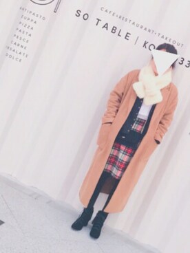 「PLAIN CLOTHING（プレーンクロージング）のアイテム（ブーツ）」を使った、myu-◎さん（レディース・157cm）の冬コーディネート