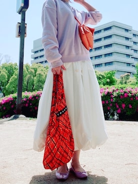 「アイテム（バレエシューズ、パープル系）」を使った、mari0922kさん（レディース・152cm）の春コーディネート