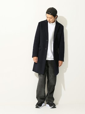 「JOURNAL STANDARD relume（ジャーナルスタンダード　レリューム）のアイテム（チェスターコート）」を使った、NAKAさん（メンズ・175cm）の秋コーディネート
