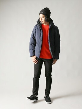 「Champion（チャンピオン）のアイテム（ニットキャップ/ビーニー）」を使った、NAKAさん（メンズ・175cm）の秋コーディネート