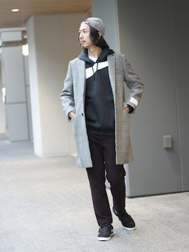 「JOURNAL STANDARD relume（ジャーナルスタンダード　レリューム）のアイテム（チェスターコート）」を使った、NAKAさん（メンズ・175cm）の秋コーディネート