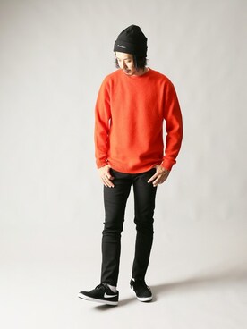 「Champion（チャンピオン）のアイテム（ニットキャップ/ビーニー）」を使った、NAKAさん（メンズ・175cm）の秋コーディネート