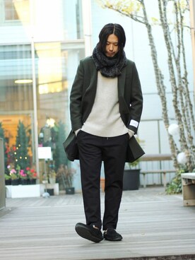 「JOURNAL STANDARD relume（ジャーナルスタンダード　レリューム）のアイテム（チェスターコート）」を使った、NAKAさん（メンズ・175cm）の冬コーディネート