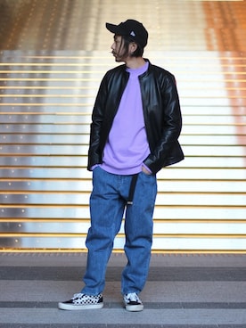 「JOURNAL STANDARD relume（ジャーナルスタンダード　レリューム）のアイテム（ライダースジャケット）」を使った、NAKAさん（メンズ・175cm）の冬コーディネート