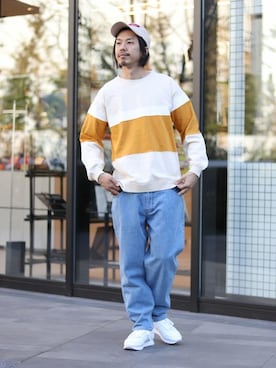 「ラガーシャツ」｜NAKAさん（メンズ・175cm）の冬コーディネート