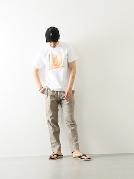 「ISLAND SLIPPER（アイランドスリッパ）のアイテム」を使った、NAKAさん（メンズ・175cm）の春コーディネート