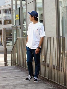 「USA」｜「アイテム（キャップ）」を使った、NAKAさん（メンズ・175cm）の夏コーディネート