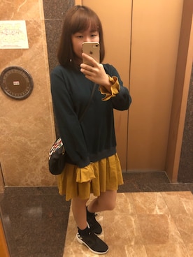 「BESS（ベス）のアイテム」を使った、Celia Wuさん（レディース・158cm）の冬コーディネート