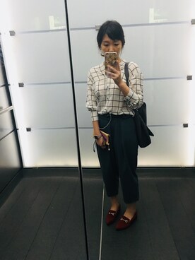 「KBF（ケイビーエフ）のアイテム（シャツ/ブラウス、ホワイト系）」を使った、Gyokumeiさん（レディース・169cm）の秋コーディネート