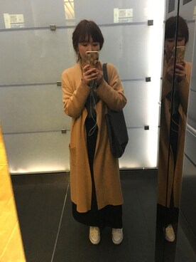 「KBF（ケイビーエフ）のアイテム（ニット/セーター、イエロー系）」を使った、Gyokumeiさん（レディース・169cm）の秋コーディネート