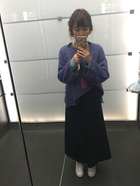 「KBF（ケイビーエフ）のアイテム（ニット/セーター、パープル系）」を使った、Gyokumeiさん（レディース・169cm）の秋コーディネート