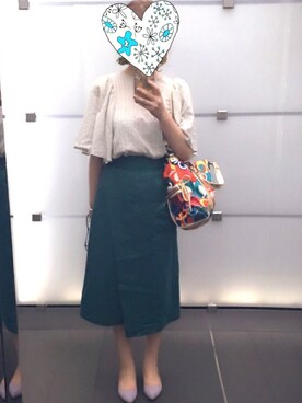 「KBF（ケイビーエフ）のアイテム（スカート、グリーン系）」を使った、Gyokumeiさん（レディース・169cm）の秋コーディネート