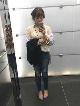 「SLY（スライ）のアイテム（デニムパンツ、ブルー系）」を使った、Gyokumeiさん（レディース・169cm）の秋コーディネート