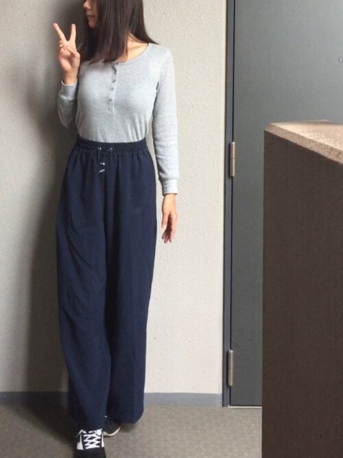 毎年 ダッシュ 裏切る ワッフル ヘンリー ネック T ユニクロ コーデ Obihiro Kokyukika Jp