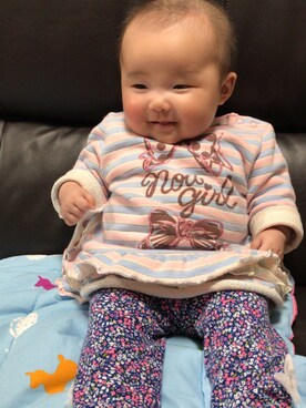 「present（プレゼント）のアイテム（ワンピース/ドレス）」を使った、疾風のおりんさん（キッズ・80cm）の夏コーディネート