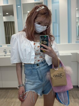 「BUBBLES（バブルス）のアイテム（アクセサリー）」を使った、記録用さん（レディース・152cm）の夏コーディネート