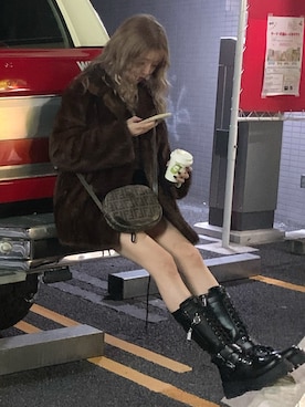 「アイテム（ブーティ）」を使った、記録用さん（レディース・152cm・20代）の冬コーディネート