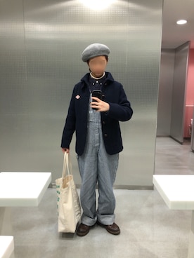 「FUDGE」｜「アイテム（オールインワン・サロペット）」を使った、もけろさん（レディース・159cm）の冬コーディネート
