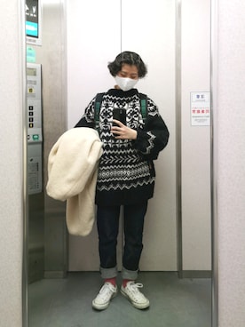 「UNIQLO（ユニクロ）の50色ソックス（消臭機能付き）（ソックス/靴下）」を使った、もけろさん（レディース・159cm）の冬コーディネート