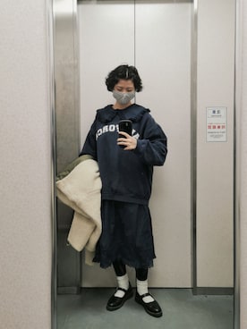 「アイテム（トップス）」を使った、もけろさん（レディース・159cm）の冬コーディネート