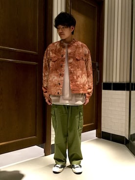 「RAGEBLUE（レイジブルー）のアイテム（ノーカラージャケット）」を使った、柿山翼さん（メンズ・170cm）の春コーディネート