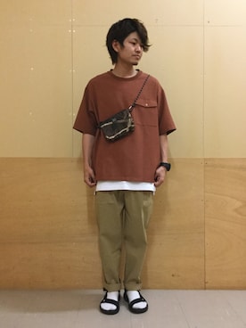 「RAGEBLUE（レイジブルー）のシリコンテンジクロングタンク/873711（タンクトップ）」を使った、柿山翼さん（メンズ・170cm）の春コーディネート