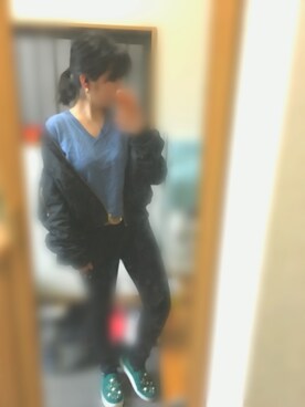 「moussy」｜「アイテム（スリッポン）」を使った、あやかさん（レディース・158cm）の春コーディネート