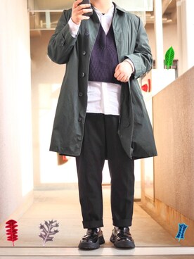 「平成最後のWEARISTAセンバツ」｜「アイテム（ステンカラーコート）」を使った、たくちゃん𓃟さん（メンズ・170cm）の春コーディネート
