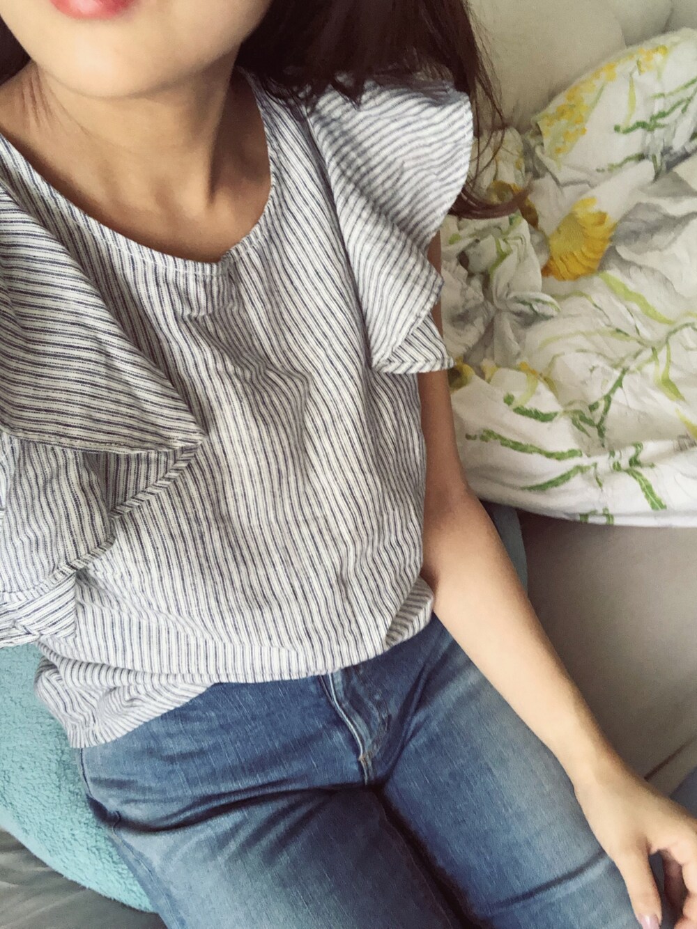 「シンプルコーデ、カジュアルコーデ、ラフ、夏、デニム、デニムパンツ」｜「jcrewのアイテム（タンクトップ、その他）」を使った、kihoさん（レディース・151cm）の夏コーディネートの1枚目の写真