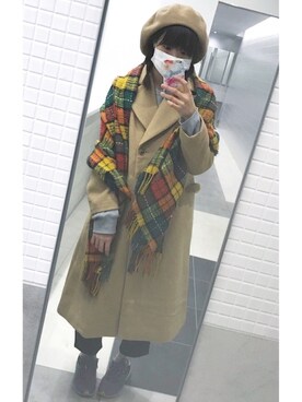 「JUNMEN（ジュンメン）のアイテム（帽子）」を使った、94さん（レディース・166cm）の冬コーディネート