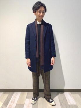 「チェスター」｜「アイテム（チェスターコート）」を使った、hirata3727さん（メンズ・174cm）の冬コーディネート