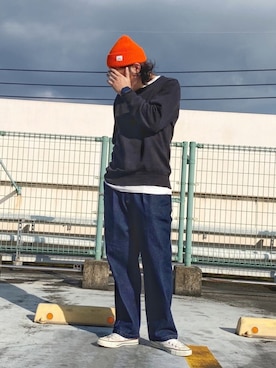 「CONVERSE（コンバース）のCONVERSE (コンバース）　キャンバスオールスター　ローカット　チャックテイラー（スニーカー）」を使った、hechimaさん（メンズ・172cm）の冬コーディネート