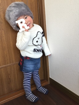 「エスキモー帽」｜いちごみるくさん（キッズ・90cm）の冬コーディネート