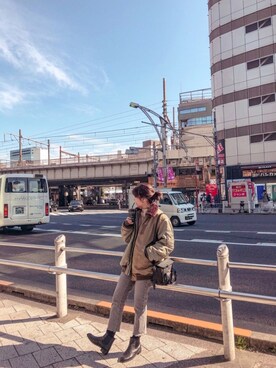 「MOUSSY（マウジー）のアイテム（ナイロンジャケット）」を使った、りんさん（レディース・158cm）の春コーディネート