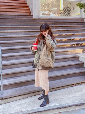 「MOUSSY（マウジー）のアイテム（ナイロンジャケット）」を使った、りんさん（レディース・158cm）の春コーディネート