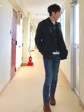 「BEAMS（ビームス）のアイテム（マウンテンパーカー）」を使った、tatuさん（メンズ・175cm）の冬コーディネート