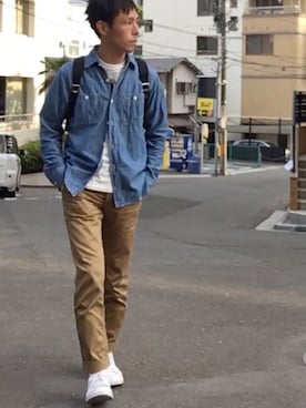 「WORKERS（ワーカーズ）のアイテム（パンツ）」を使った、tatuさん（メンズ・175cm）の春コーディネート