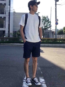 「WORKERS（ワーカーズ）のアイテム（パンツ）」を使った、tatuさん（メンズ・174cm）の夏コーディネート