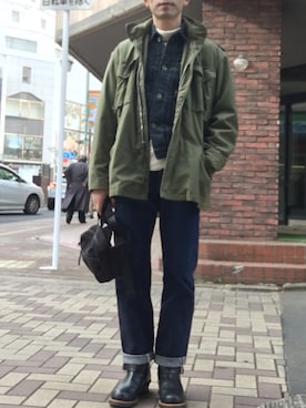 「STEVENSON OVERALL CO.（スティーブンソンオーバーオール）のアイテム（ジャケット/アウター）」を使った、tatuさん（メンズ・174cm）の冬コーディネート