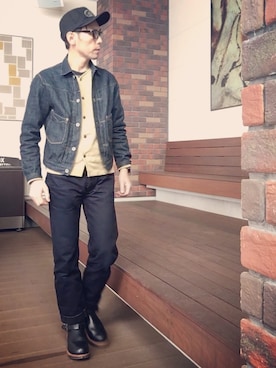 「STEVENSON OVERALL CO.（スティーブンソンオーバーオール）のアイテム（ジャケット/アウター）」を使った、tatuさん（メンズ・174cm）の春コーディネート