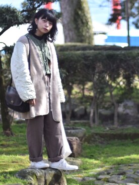 「used mix」｜「アイテム（スラックス）」を使った、さなこ。さん（レディース・154cm）の冬コーディネート