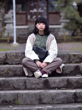 「used mix」｜「アイテム（スラックス）」を使った、さなこ。さん（レディース・154cm）の冬コーディネート