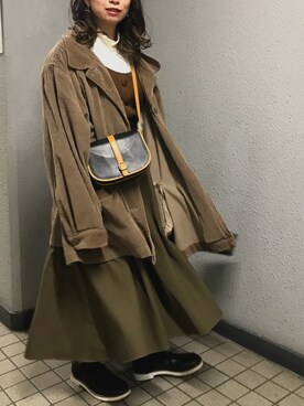 「used mix」｜「アイテム（チェスターコート）」を使った、さなこ。さん（レディース・154cm）の冬コーディネート