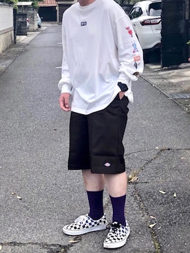 「UNIQLO（ユニクロ）の50色ソックス（消臭機能付き）（ソックス/靴下）」を使った、ＴａＫｕ🥑さん（メンズ・168cm）の夏コーディネート