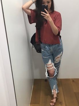 「PULL&BEAR（プルアンドベア）のアイテム（サンダル）」を使った、Sugiiii◡̈⃝さん（レディース・157cm）の秋コーディネート